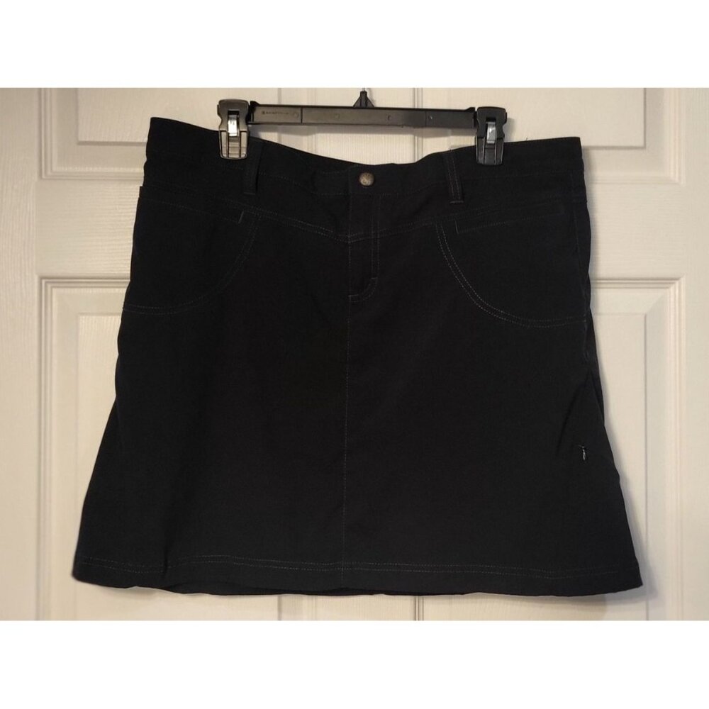 Athleta Black Stretch Cotton Skort Size 14 With Zipper & Button Closure Pockets